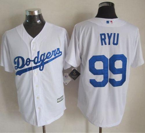 Dodgers #99 Hyun-Jin Ryu White New Cool Base Stitched Baseball Jersey