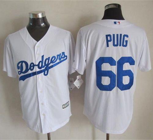 Dodgers #66 Yasiel Puig White New Cool Base Stitched Baseball Jersey