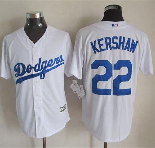 Dodgers #22 Clayton Kershaw White New Cool Base Stitched Baseball Jersey