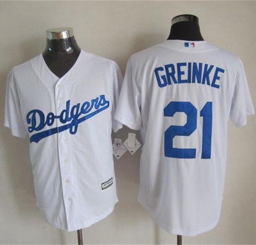 Dodgers #21 Zack Greinke White New Cool Base Stitched Baseball Jersey