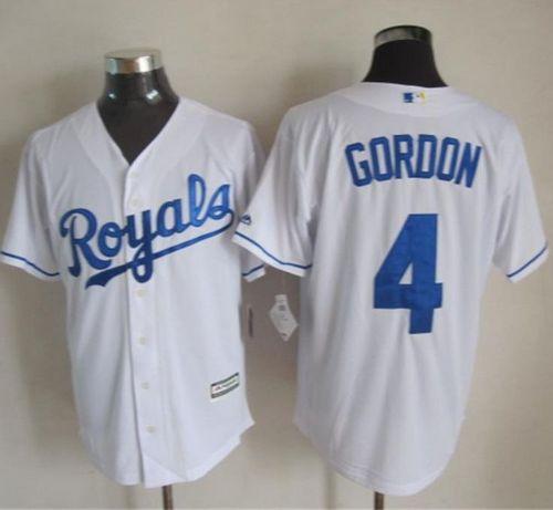 Royals #4 Alex Gordon White New Cool Base Stitched Baseball Jersey