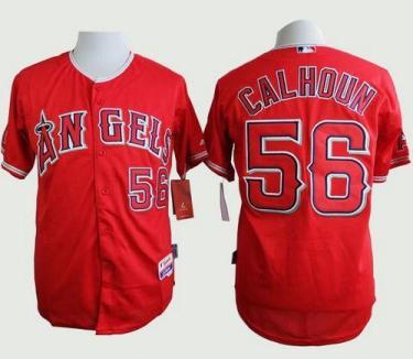 Angels of Anaheim #56 Kole Calhoun Red Cool Base Stitched Baseball Jersey