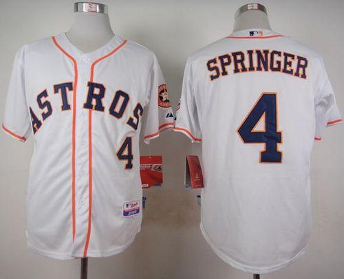 Astros #4 George Springer White Cool Base Stitched Baseball Jersey
