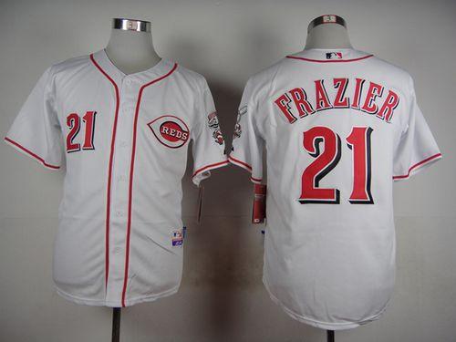 Reds #21 Todd Frazier White Cool Base Stitched Baseball Jersey