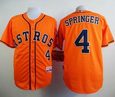 Astros #4 George Springer Orange Cool Base Stitched Baseball Jersey
