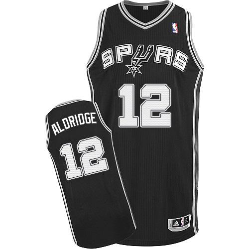 Spurs #12 LaMarcus Aldridge Black Road Stitched NBA Jersey