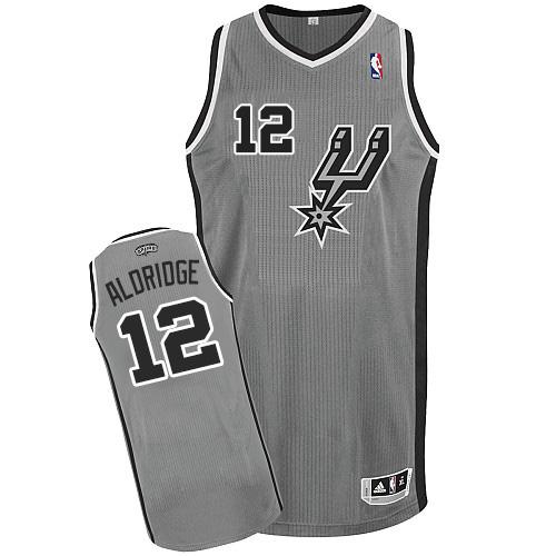 Spurs #12 LaMarcus Aldridge Grey Alternate Stitched NBA Jersey