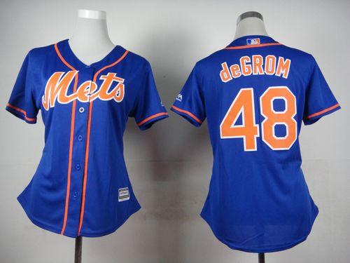 Women's Mets #48 Jacob deGrom Blue Alternate Stitched Baseball Jersey
