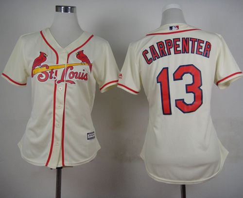 Women's Cardinals #13 Matt Carpenter Cream Alternate Stitched Baseball Jersey