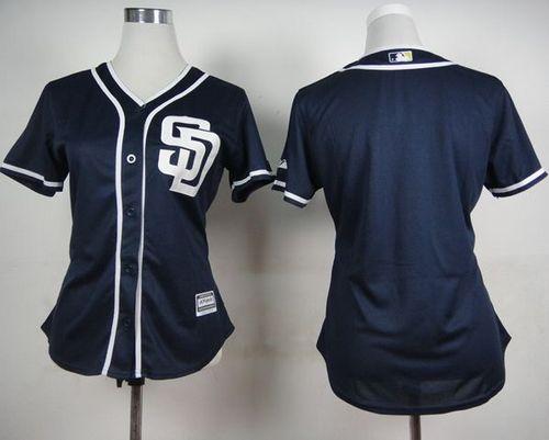Women's Padres Blank Navy Blue Alternate 1 Stitched Baseball Jersey