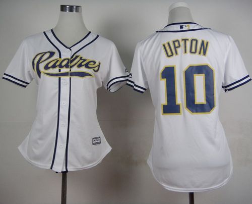 Women's Padres #10 Justin Upton White Home Stitched Baseball Jersey