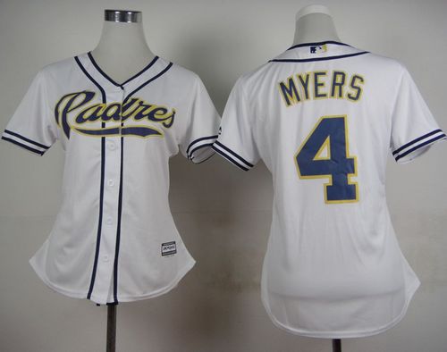 Women's Padres #4 Wil Myers White Home Stitched Baseball Jersey