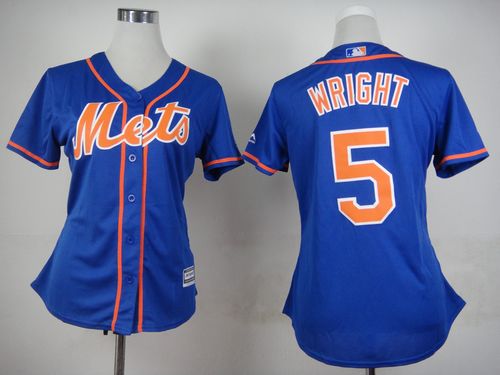 Women's Mets #5 David Wright Blue Alternate Stitched Baseball Jersey