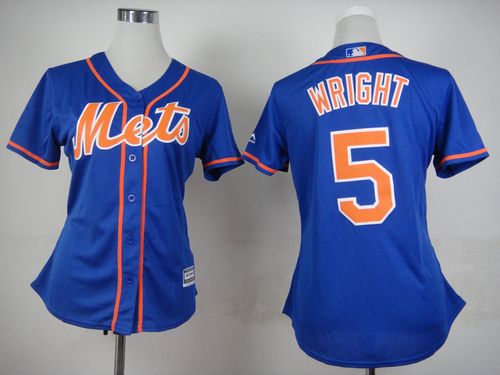 Women's Mets #5 David Wright Blue Alternate Stitched Baseball Jersey Women's Mets #5 David Wright Blue Alternate Stitched Baseball Jersey