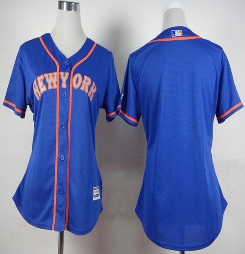 Women's Mets Blank Blue Alternate Road Stitched Baseball Jersey