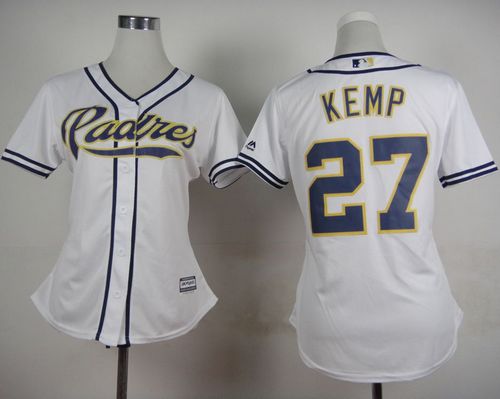 Women's Padres #27 Matt Kemp White Home Stitched Baseball Jersey