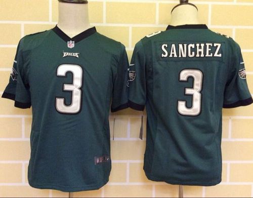 Youth Nike Eagles #3 Mark Sanchez Midnight Green Team Color Stitched NFL Jersey