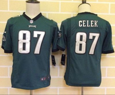 Youth Nike Eagles #87 Brent Celek Midnight Green Team Color Stitched NFL Jersey