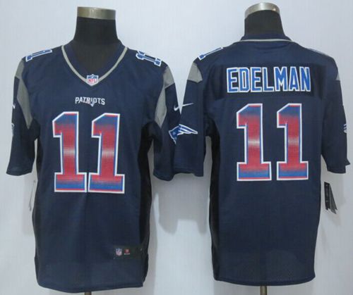Nike Patriots #11 Julian Edelman Navy Blue Team Color Men's Stitched NFL Limited Strobe Jersey