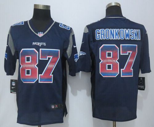 Nike Patriots #87 Rob Gronkowski Navy Blue Team Color Men's Stitched NFL Limited Strobe Jersey