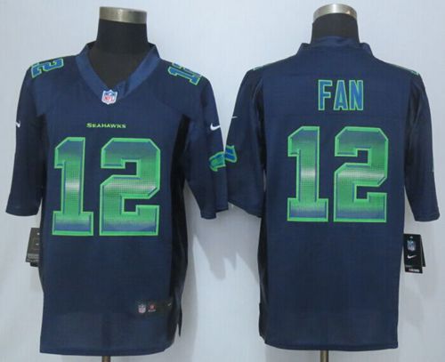 Nike Seahawks #12 Fan Steel Blue Team Color Men's Stitched NFL Limited Strobe Jersey