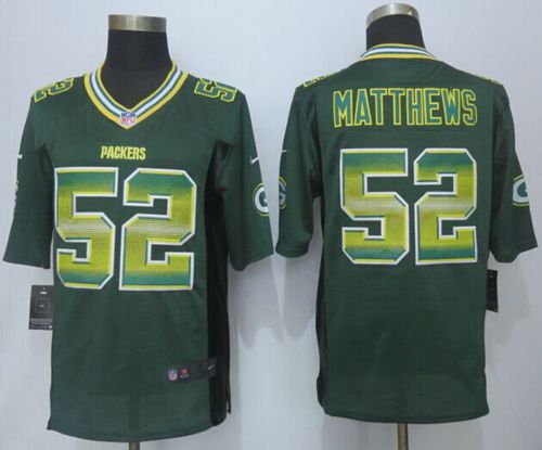 Nike Packers #52 Clay Matthews Green Team Color Men's Stitched NFL Limited Strobe Jersey