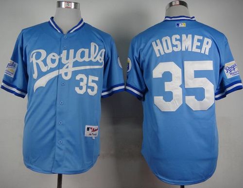 Royals #35 Eric Hosmer Light Blue 1985 Turn Back The Clock Stitched Baseball Jersey