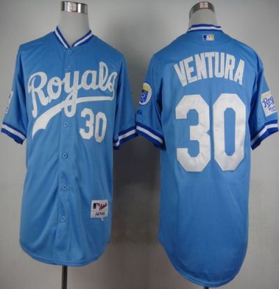 Royals #30 Yordano Ventura Light Blue 1985 Turn Back The Clock Stitched Baseball Jersey