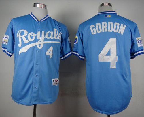 Royals #4 Alex Gordon Light Blue 1985 Turn Back The Clock Stitched Baseball Jersey