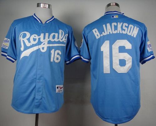 Royals #16 Bo Jackson Light Blue 1985 Turn Back The Clock Stitched Baseball Jersey