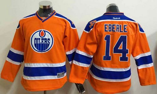 Youth Oilers #14 Jordan Eberle Orange Stitched NHL Jersey