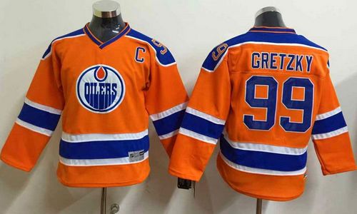 Youth Oilers #99 Wayne Gretzky Orange CCM Throwback Stitched NHL Jersey