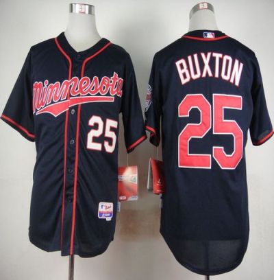 Twins #25 Byron Buxton Navy Blue Alternate Road Cool Base Stitched Baseball Jersey