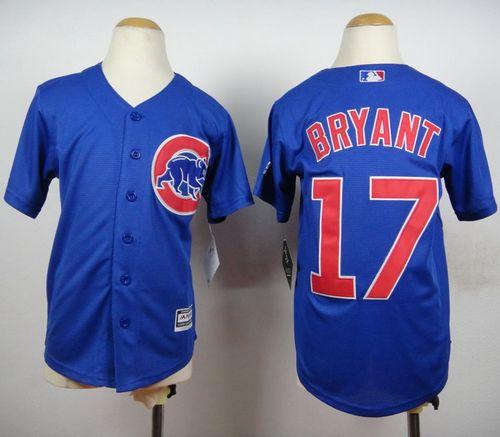 Youth Cubs #17 Kris Bryant Blue New Cool Base Stitched Baseball Jersey