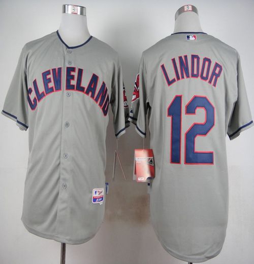 Indians #12 Francisco Lindor Grey Cool Base Stitched Baseball Jersey