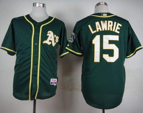 Athletics #15 Brett Lawrie Green Cool Base Stitched Baseball Jersey