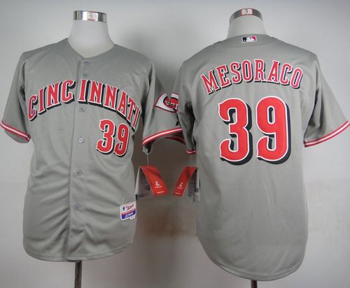 Reds #39 Devin Mesoraco Grey Cool Base Stitched Baseball Jersey