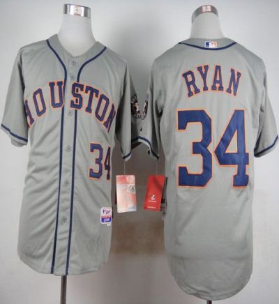 Astros #34 Nolan Ryan Grey Cool Base Stitched Baseball Jersey