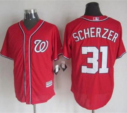 Nationals #31 Max Scherzer Red New Cool Base Stitched Baseball Jersey