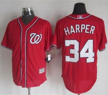 Nationals #34 Bryce Harper Red New Cool Base Stitched Baseball Jersey