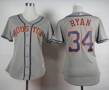 Women's Astros #34 Nolan Ryan Grey Road Stitched Baseball Jersey Women's Astros #34 Nolan Ryan Grey Road Stitched Baseball Jersey