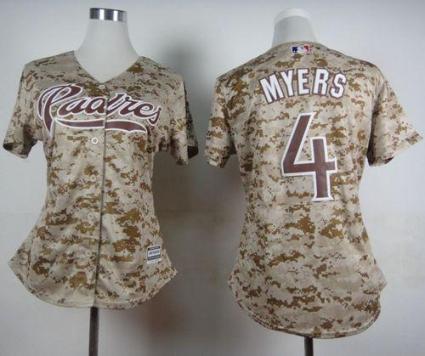 Women's Padres #4 Wil Myers Camo Alternate 2 Stitched Baseball Jersey