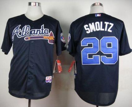 Braves #29 John Smoltz Blue Cool Base Stitched Baseball Jersey