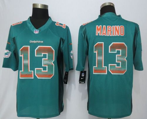 Nike Dolphins #13 Dan Marino Aqua Green Team Color Men's Stitched NFL Limited Strobe Jersey