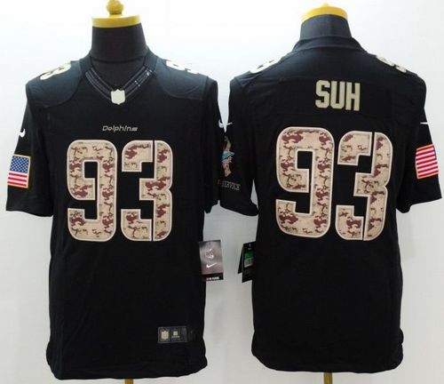 Nike Dolphins #93 Ndamukong Suh Black Men's Stitched NFL Limited Salute to Service Jersey