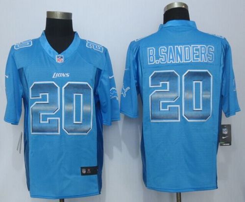 Nike Lions #20 Barry Sanders Blue Team Color Men's Stitched NFL Limited Strobe Jersey