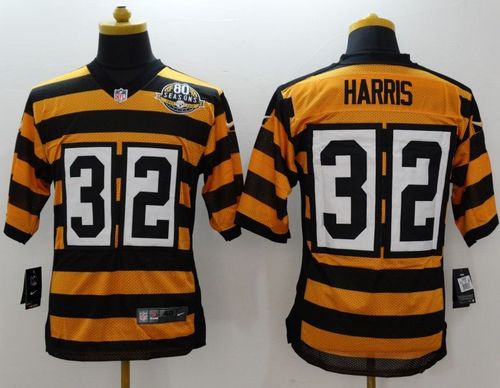 Nike Steelers #32 Franco Harris Yellow Black Alternate 80TH Throwback Men's Stitched NFL Elite Jersey