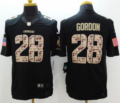 Nike Chargers #28 Melvin Gordon Black Men's Stitched NFL Limited Salute to Service Jersey