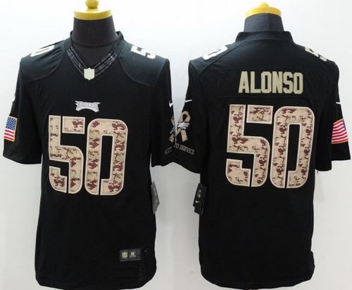 Nike Eagles #50 Kiko Alonso Black Men's Stitched NFL Limited Salute to Service Jersey
