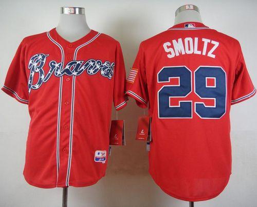 Braves #29 John Smoltz Red Cool Base Stitched Baseball Jersey
